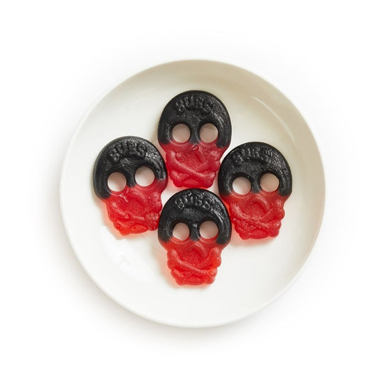 BUBS Sugarfree Raspberry Licorice Skull 100g